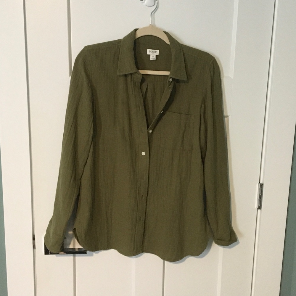 J. Crew Olive Green Button-Up Shirt